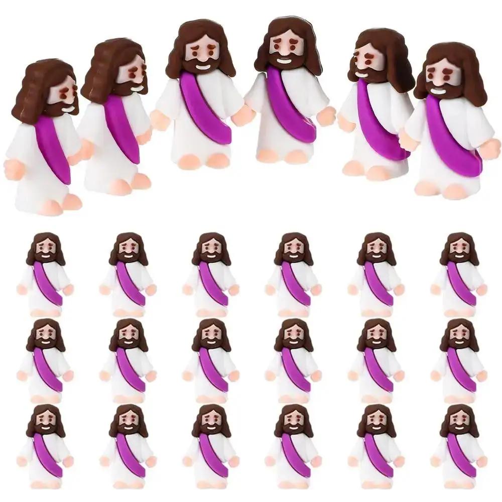 24Pcs/set Mini Jesus Figurine Christian Savior Jesus Doll Religious Easter Jesus Toys Filling Easter Egg Filler Party Gifts