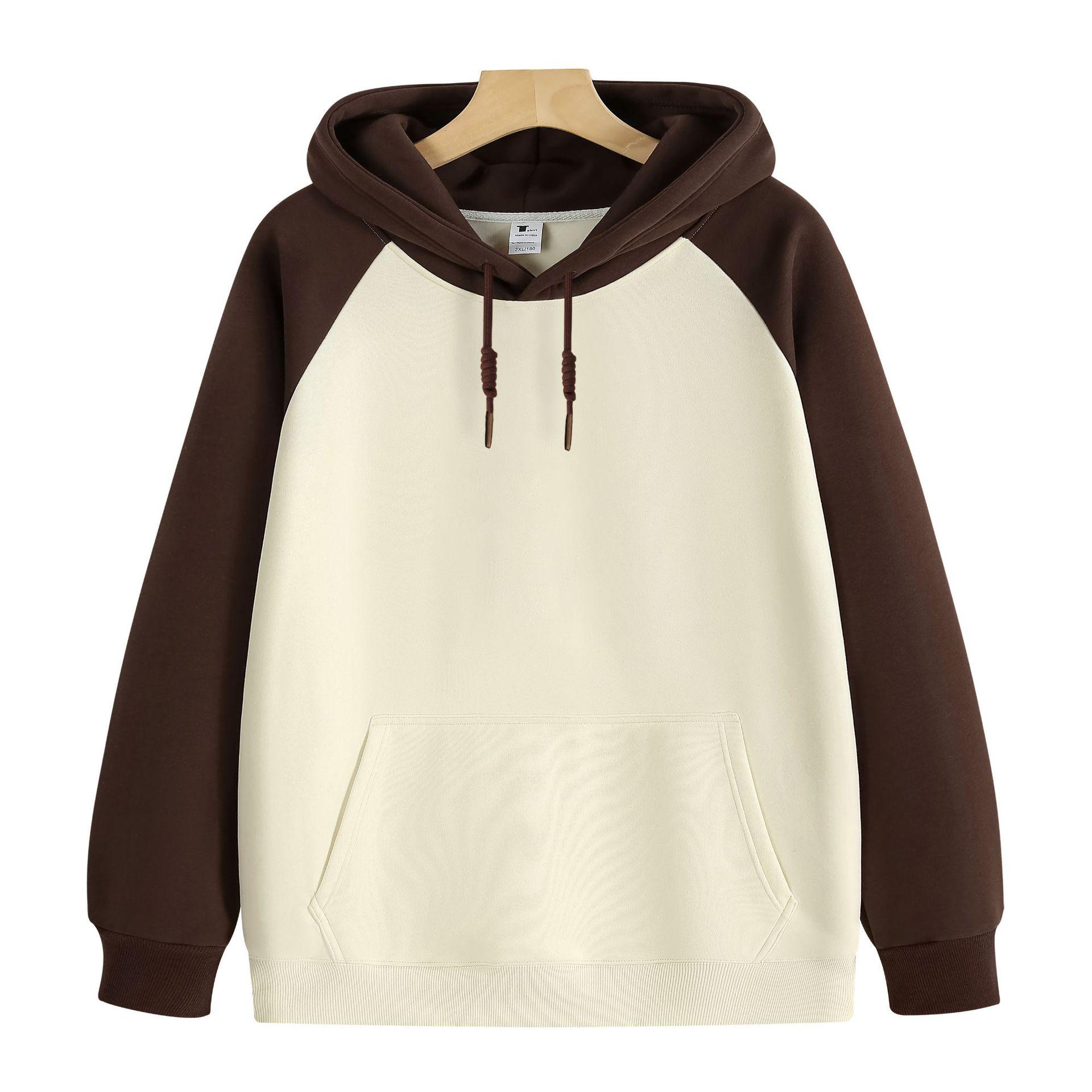 

Толстовка из флиса терри с заниженной линией плеча и цветными блоками: Мужской и женский модный свободный пуловер M коричневый