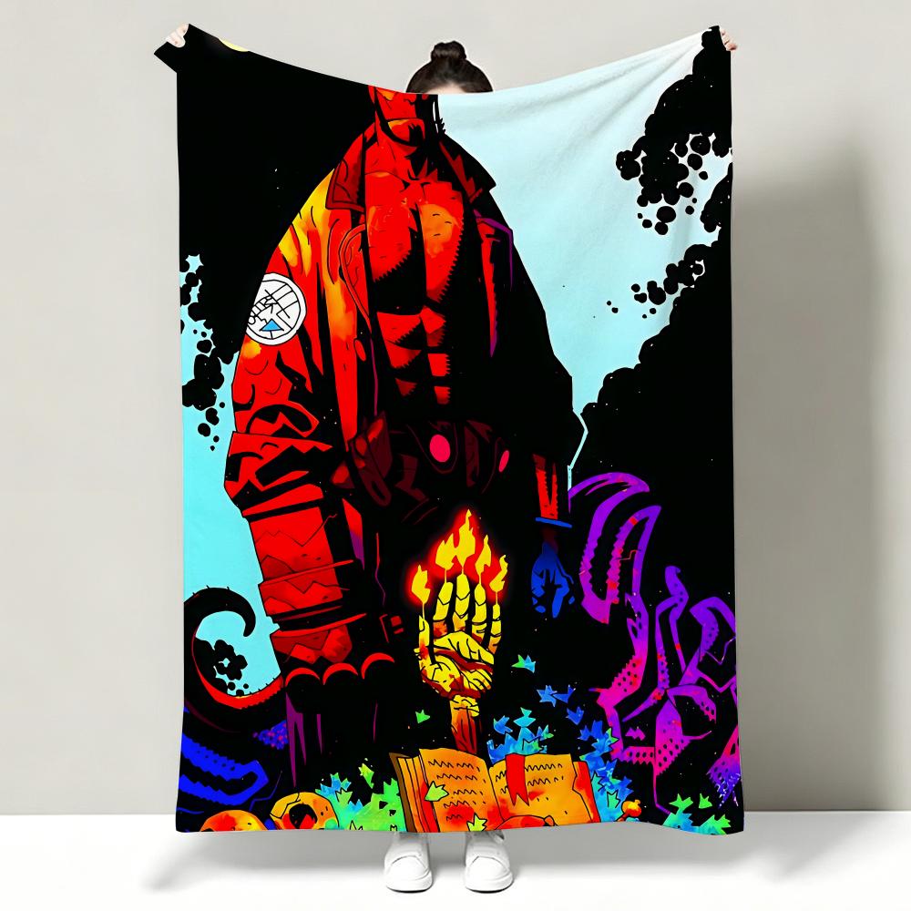 Movie HHellboy Throw Soft Warm Flannel Throw Blanket Multiuse for Sofa Bed Office Nap