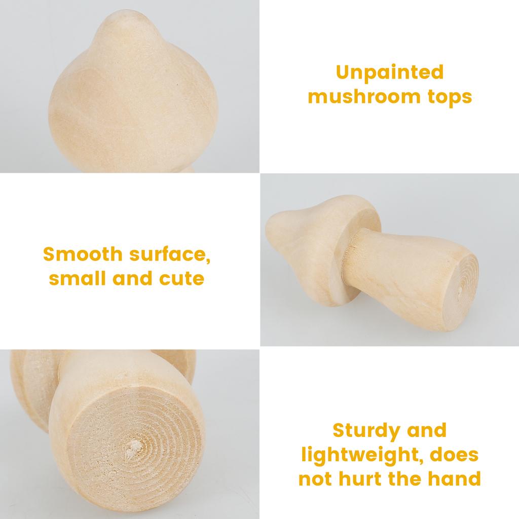 30Pcs Unfinished Wooden Mushroom Natural Mini Wood Mushroom Set DIY Art Craft Projects Unpainted Wood Mushroom Graffiti Toys