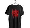 Linkin P Red Lettering On a Black T-Shirt Made of a Light Breathable Polyester