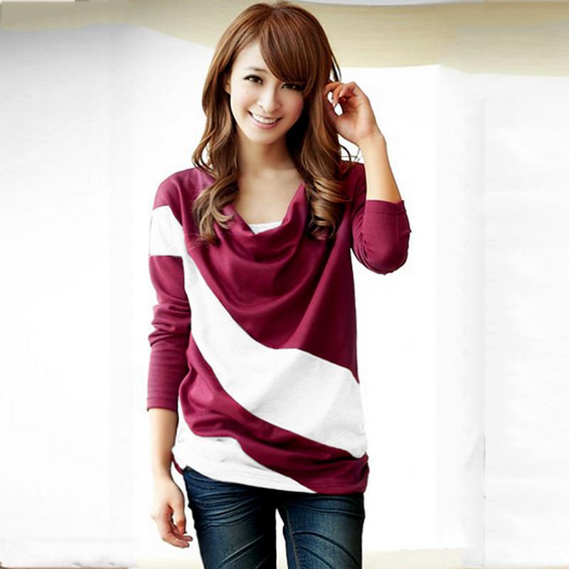 Women's Trendy Soft Batwing Long Sleeve Casual Blouse With Elegant Splicing Design
