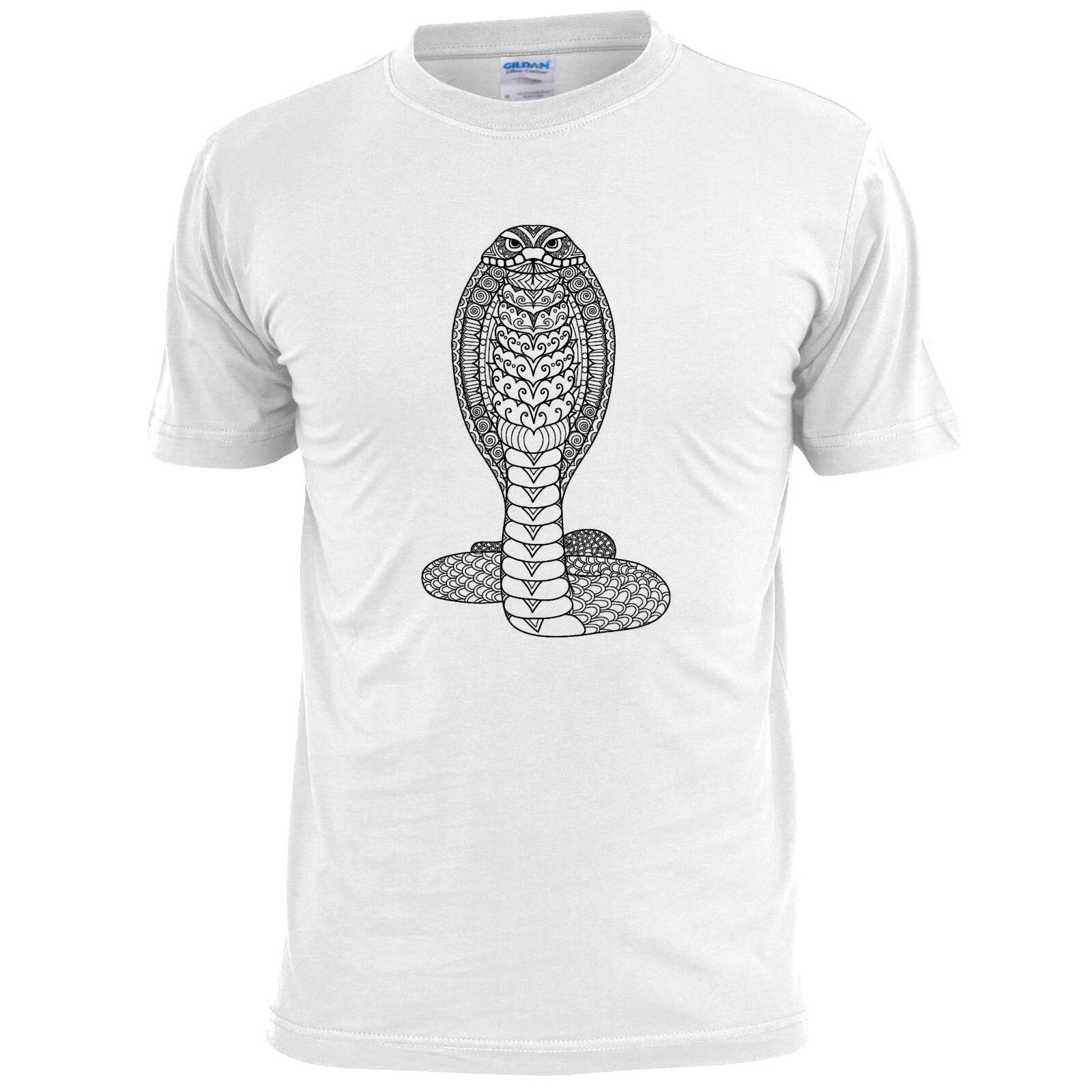 Mens Handrawn Cobra T shirt Wildlife Snake Adder Reptile S