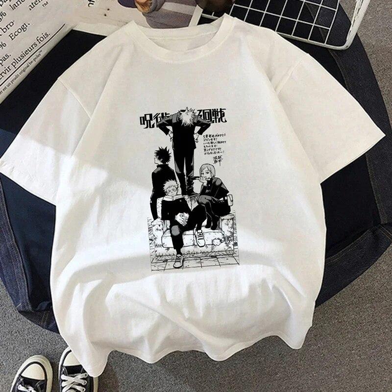 Jujutsu Kaisen T-Shirt Neue japanische Anime Unisex Kawaii Sommer Tops Yuji Itadori Graphic Tees Ulzzang Lose Cartoon Unisex Unisex T-Shirt