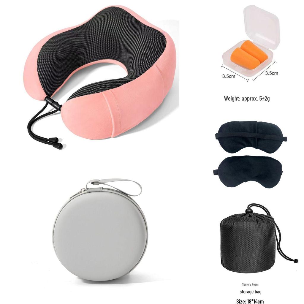 U-shaped Pillow Gift Set: Includes Eye Mask, Earplugs, Storage Bag. Customizable with Logo for Corporate Gifts.