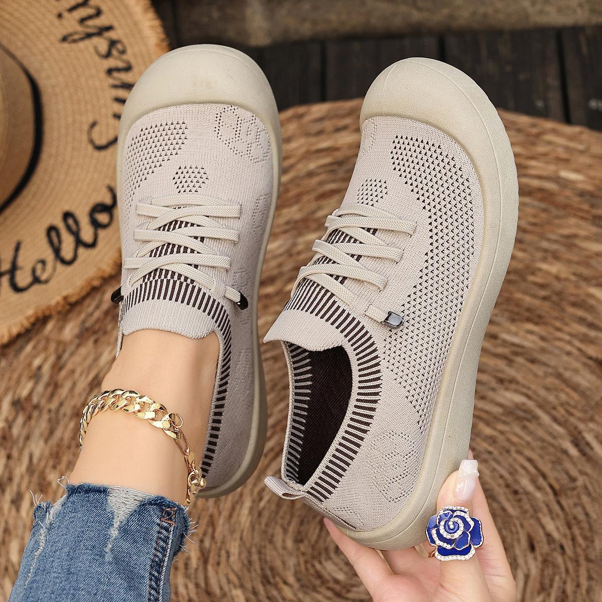 

Женские повседневные кроссовки на массивной платформе, нескользящая обувь для ходьбы для женщин, дышащие вязаные кроссовки для бега, легкие кроссовки на шнуровке для работы, теннисные туфли 39 покинуть белый