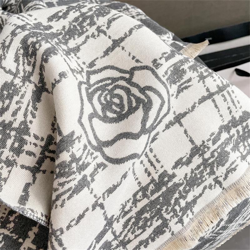 Luxury Brand Floral Print Scarf for Women Warmer Winter Cashmere Pashmina Scarves Shawls Female Thick Blanket Wraps Foulard
