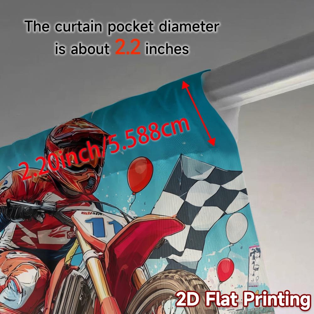 2pcs, 2D FLAT PRINTING Curtains (Without Rod) MotoRacer Chase Print Chic Curtains Semi-Sheer Curtains Decorations Suitable for