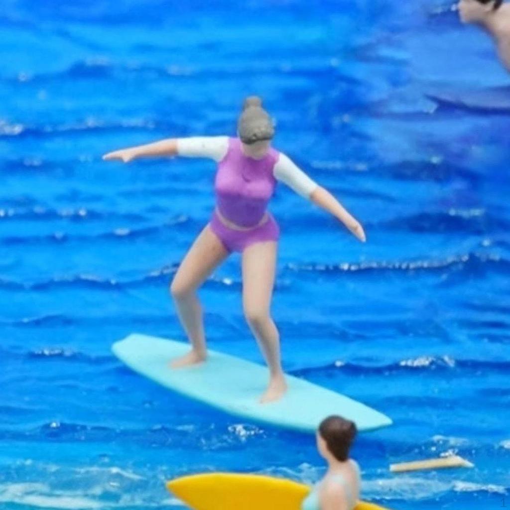 1/64 Miniature Surfing Figure Beach Surfer Dollhouse Accessories Photo Prop Painted