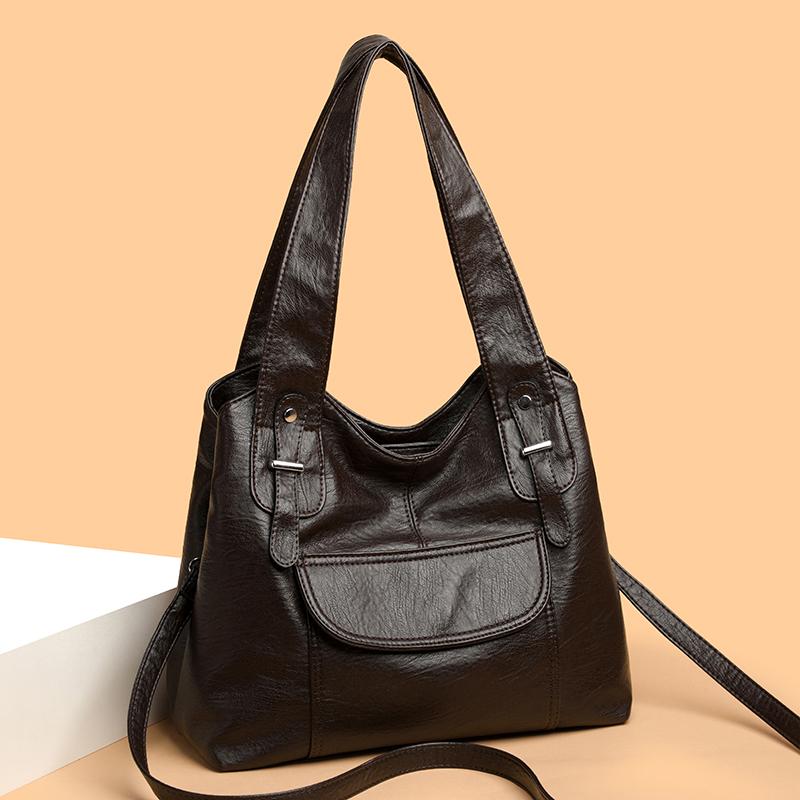 Schultertasche mit großer Kapazität Weiches Leder Tasche für Mütter mittleren Alters Damen Umhängetasche