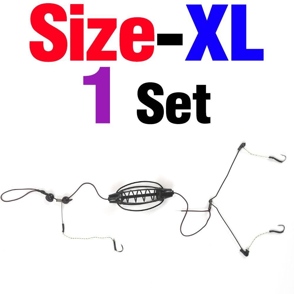 1Set Carp Fishing Feeder Fishing Baits Cages Hook Rig Set Inline Method Feeder Fish Tackle Accessories