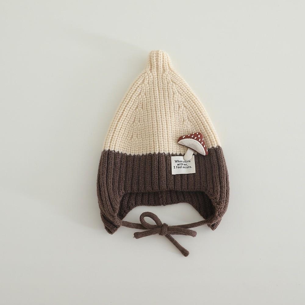 Cute Mushroom Knitted Beanie Cold Proof Ear Protection Hat Fashion Kids Winter Hat for Children
