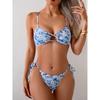 Costume da bagno da donna due pezzi spezzato Costume da bagno femminile senza schiena Costumi da bagno push-up Set da nuoto da donna con stampa floreale