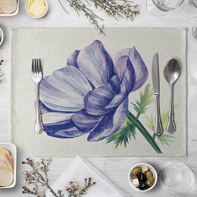 

30x45cm Vintage Flower Rose Placemat Pink Rose Floral Dining Table Mat Cup Coaster Pad Linen Coffee Mats 2pcs 30x45cm