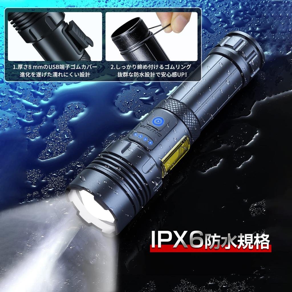 Leistungsstark 5000mAh 26650 LED Kompatibel mit AAA IPX6 5 Dimmbar Aluminiumlegierung Batteriestand Breit Ideal für Nachtwald und Enthält Japanisch