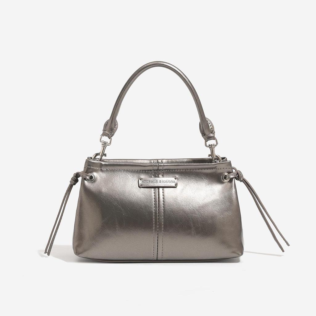 Dámská retro minimalistická kožená kabelka s uzlem - Prémiová, univerzální pro podzim/zimu, malá čtvercová, na jedno rameno nebo crossbody.