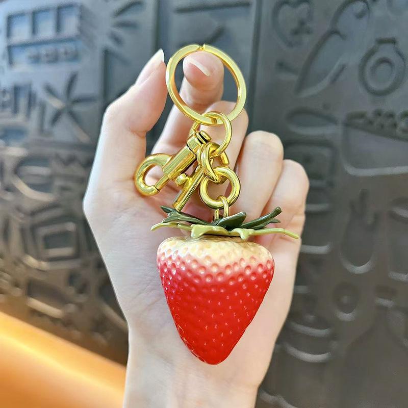 Creative Simulation Strawberry Keychain Women's Bag Pendant Fruit Key Chain Schoolbag Pendant Exquisite Small Gift Wholesale