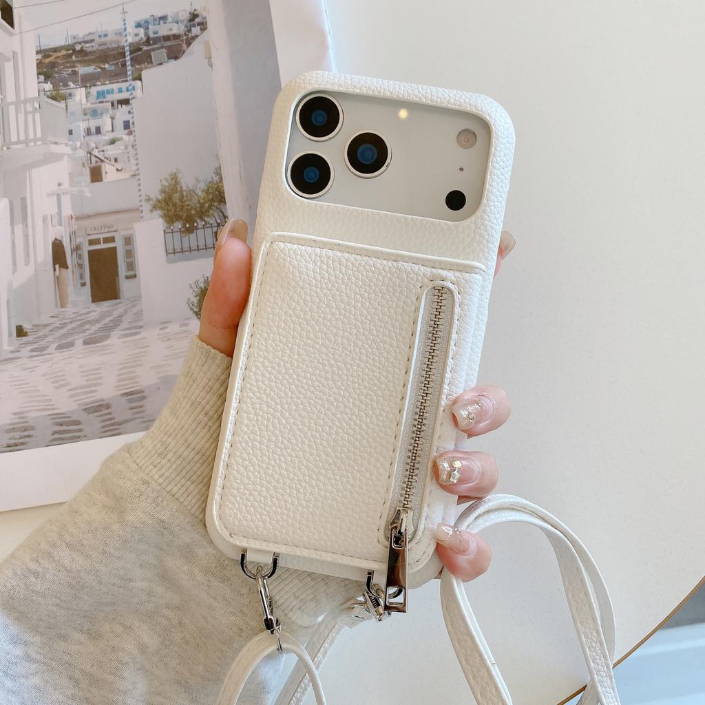 Crossbody Lanyard Phone Case with Zipper Mirror Wallet Card Holder Slot for iPhone 17 Air 16 15 14 11 Pro Max 13 12 11 Plus