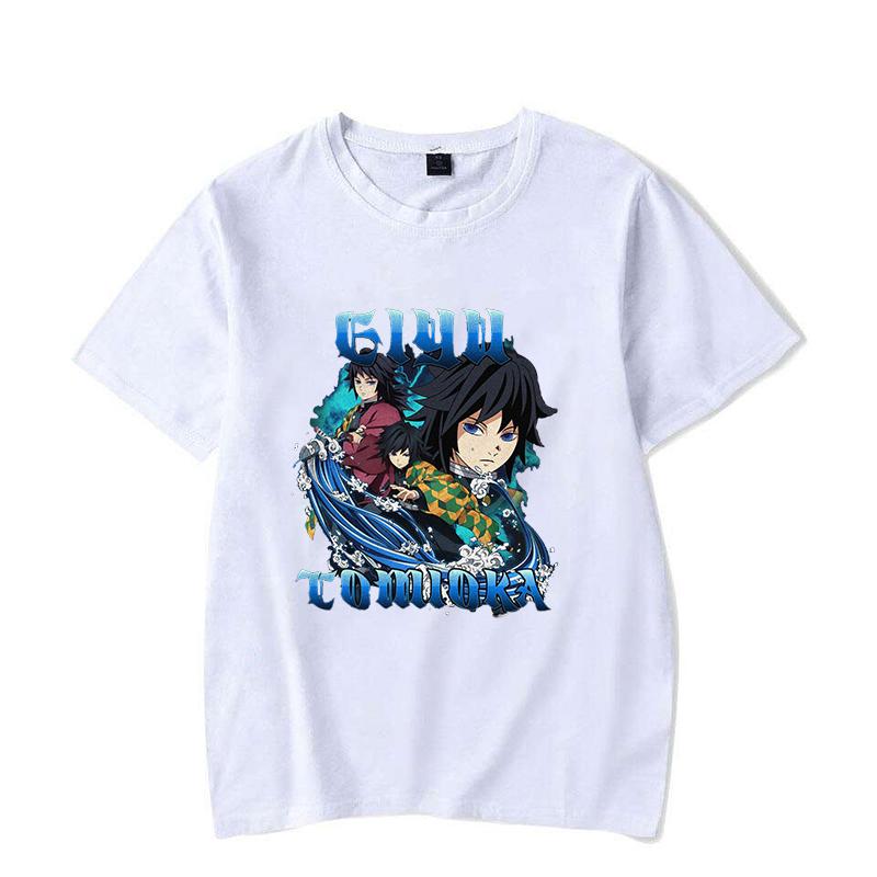 Tomioka Giyuu Anime New Men's Summer Short-sleeved T-shirt Harajuku 100% Cotton Casual T-shirt Fun Short-sleeved