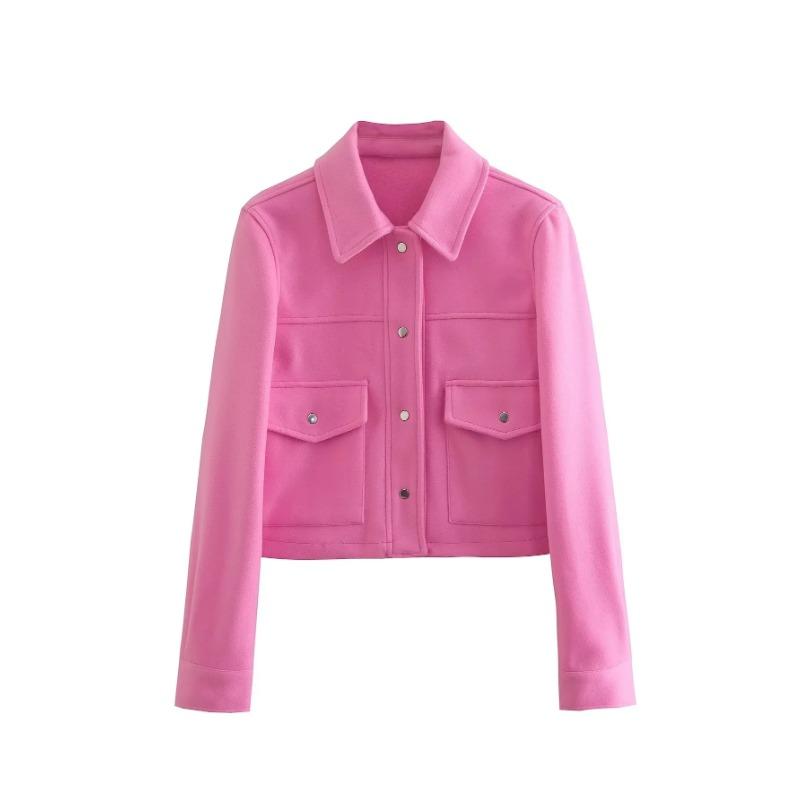 Women Jackets Button Down Turndown Collar Jacket with Pockets Bomber Coats Autumn Winter Women Solid Coat Streetwear Casual Female Outerwear Chic Tops