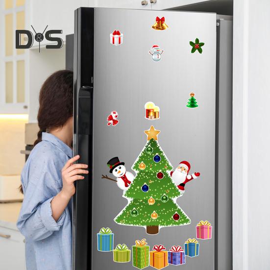 1 Set Christmas Tree Fridge Magnet Waterproof PVC 3D Merry Christmas Refrigerator Magnet Home Kitchen Fridge Locker Car Body Decoration Sticker