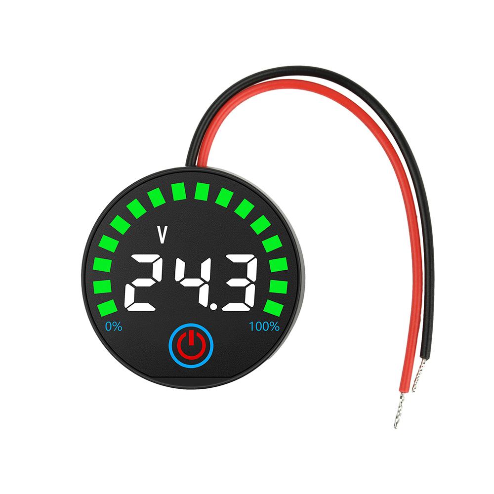 

3S-14S DC7-55V Acid Battery Charge Indicator Lithium Battery Voltmeter Universal Charging Capacity Indicator Round Voltage Gauge білий