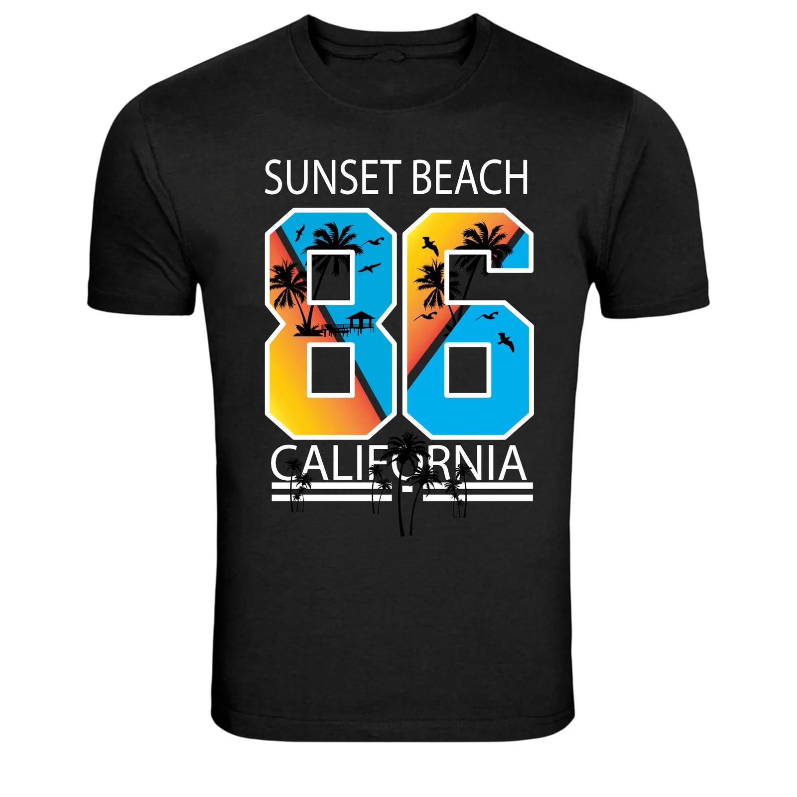 Sunset Beach 86 California Surf Summer Graphic T-Shirt L