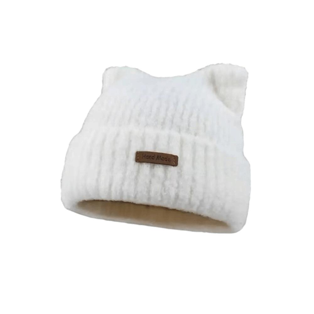 Warm Cat Ear Beanie Soft Face Slimming Cap Kawaii Winter Knitted Hat Women