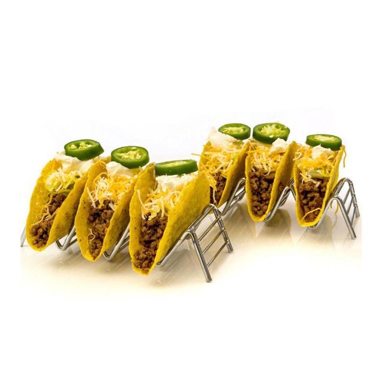 Premium Food Grade Stainless Steel U-shaped 2-slot Taco Rack For Tables