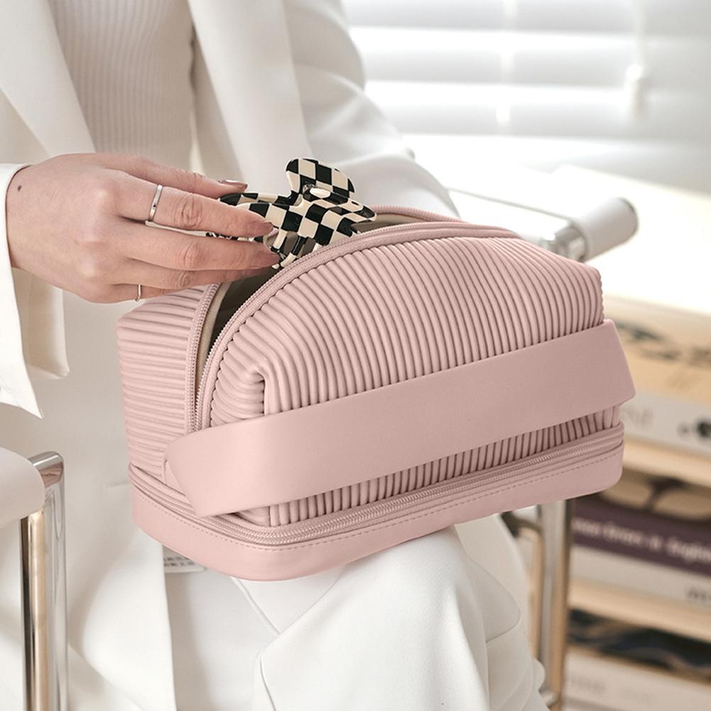 Double Layer Toiletry Bag Multi-function Beauty Bag Large Capacity Cosmetic Bag Fashion Makeup Tool Pouches for Weekend Vacation