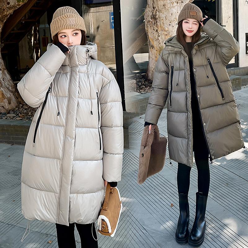 2025 new down padded clothes women's thickened Korean version loose hooded medium and long knee padded clothes winter padded jacket