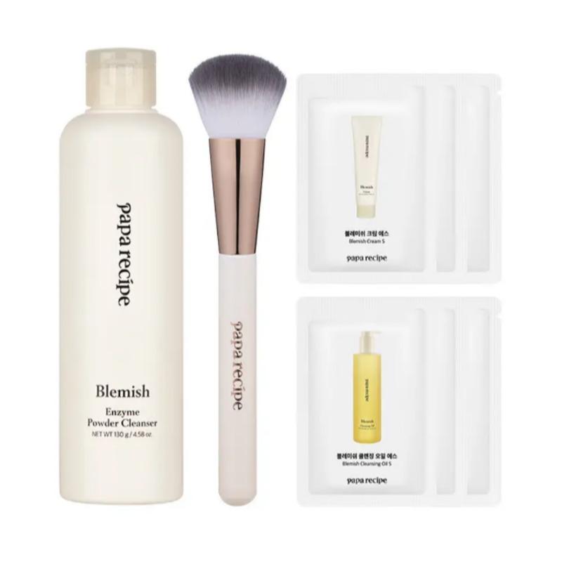 Papa Recipe Blemish Enzyme Powder Cleanser 130g Jumbo Set (+ Pack Brush, Blemish Oil, Cream Sample)