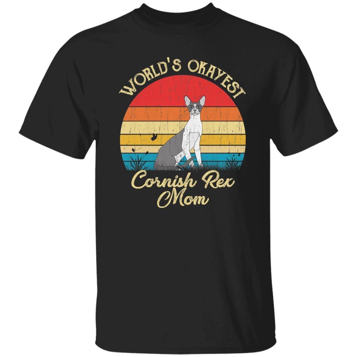 World s Okayest Cornish rex mom Retro Style Unisex T-shirt Black Navy Dark Heath S