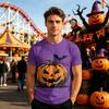 Unisex Halloween Graphic T Shirt Loose Fit Casual Short Sleeve Top Stained Glass Pattern Printed Tee for Everyday Wear