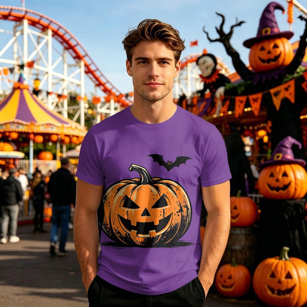 Unisex Halloween Graphic T Shirt Loose Fit Casual Short Sleeve Top Stained Glass Pattern Printed Tee for Everyday Wear