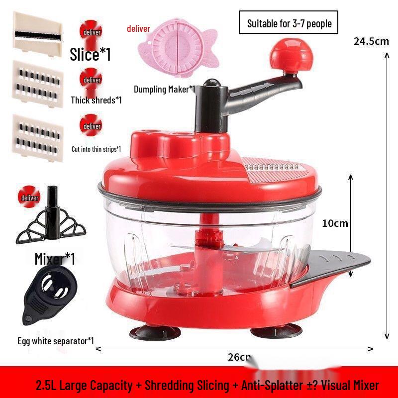 Manual Meat Grinder & Vegetable Chopper - Hand-Crank Dumpling Filling Mixer