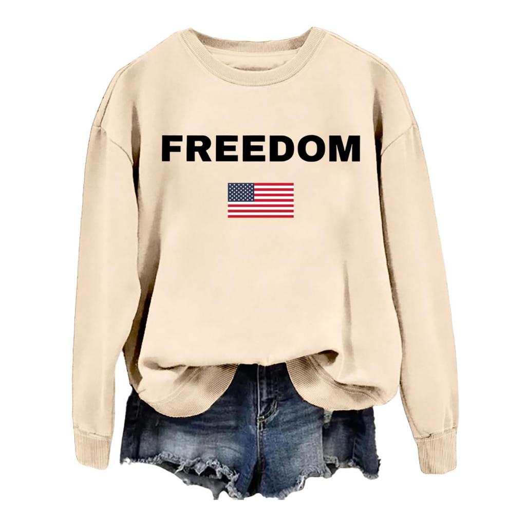 Women's Fashionable Casual Round Neck Loose Printed Long Sleeved Sweatshirt