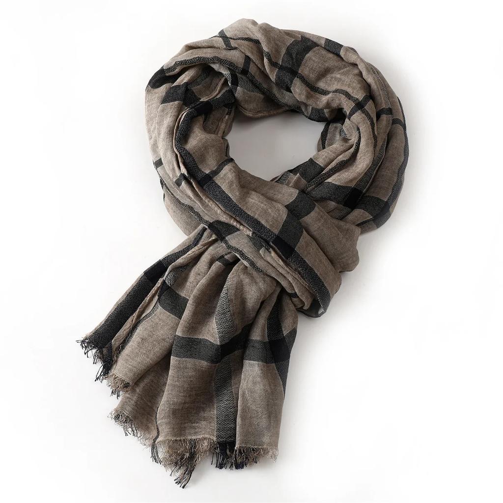 Fashion Plaid Cotton Linen Men Scarves Autumn Winter Warm Men'S Scarf Short Tassel Bufanda Male Accessories Pashmina Shawl