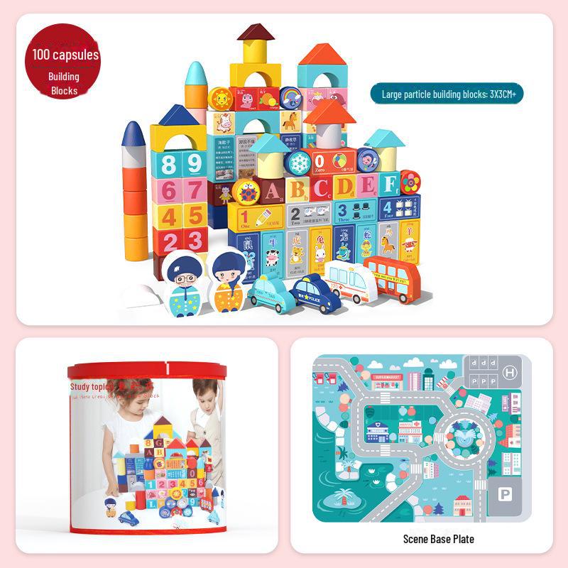 100-Piece Creative Children s Wooden Building Blocks for Early Education