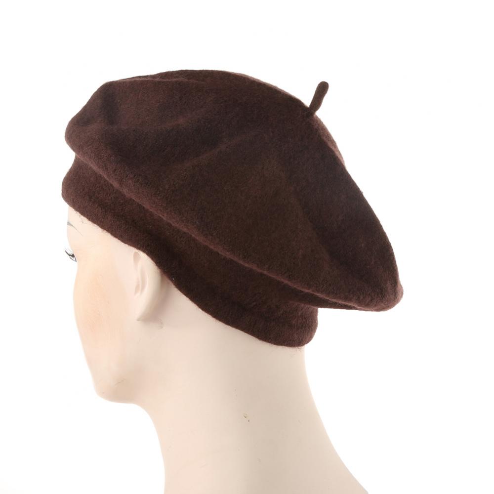 Women Girl Solid Color Warm Winter Beret French Artist Beanie Hat Ski Cap