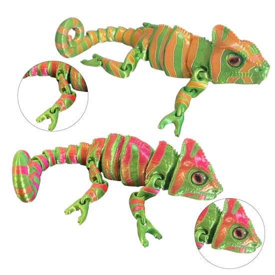 3D Printed Lizard Figurine Articulated Chameleon Lizard with Movable Joints Flexible Lizard Fidget Toy for Kids Gift Home Desk Decor