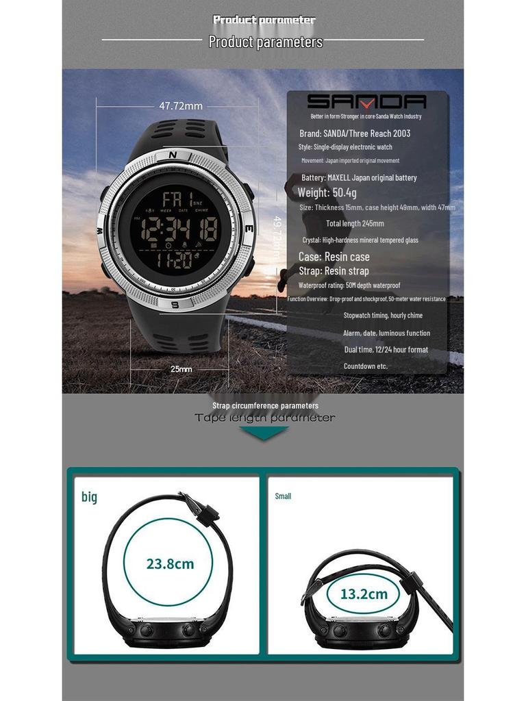 Sanda Ceas Sport Multifuncțional Luminos Impermeabil pentru Bărbați