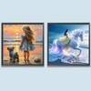 Beach Girl 5D DIY Full Drill Round Diamond Painting Kit for Home Wall Decor