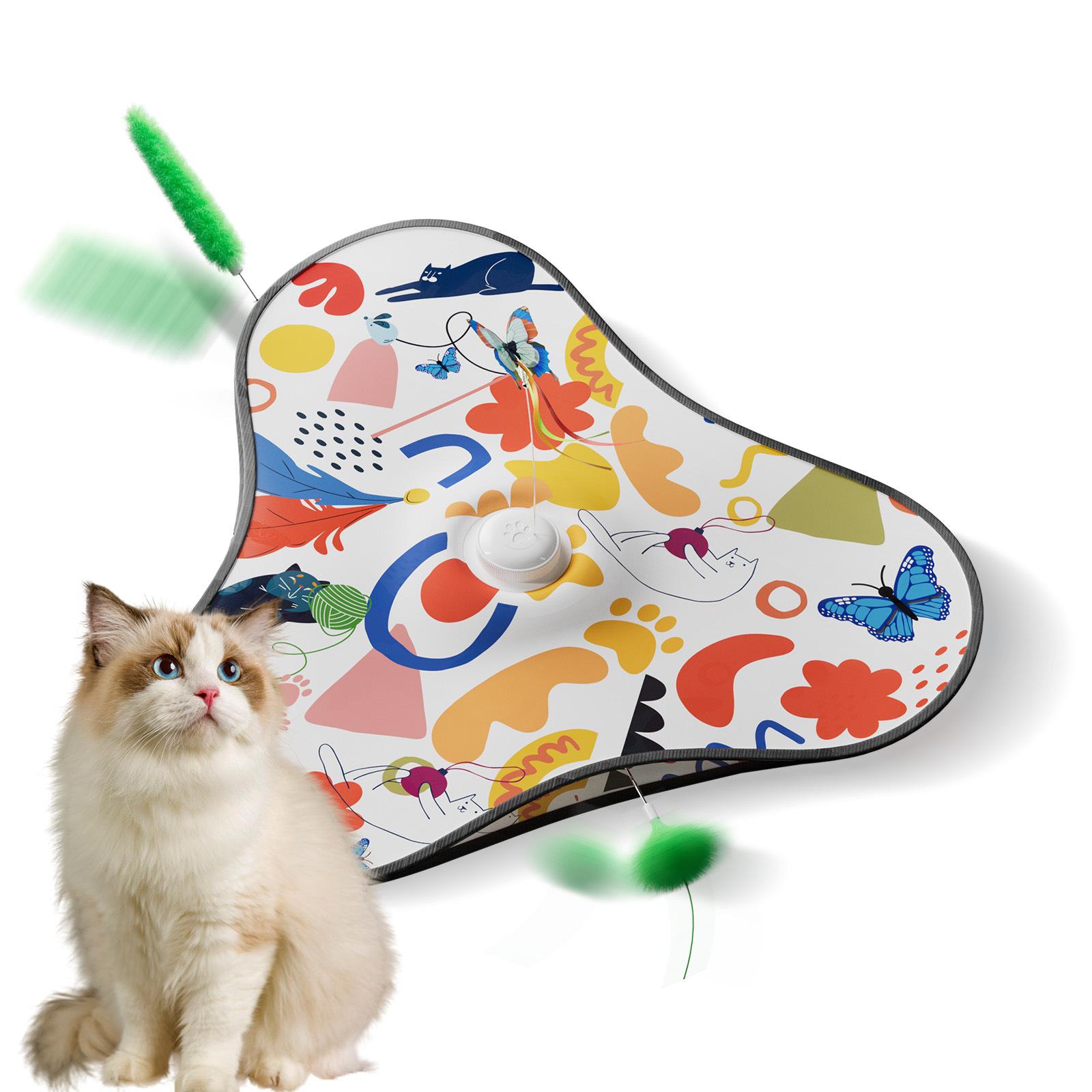 Smart Cat Toy Interactive Hide Seek with Squeaky Mouse Motion Activated Feathers Kitten Teaser