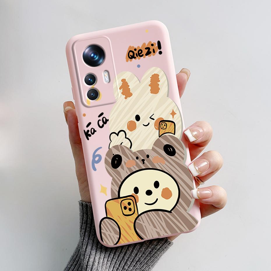 For Xiaomi Mi 12T 12 T Pro Case Cute Panda Liquid Silicone Phone Cases For Xiaomi Mi 12T 12 Mi12 T 12X Lite Pro Soft Cover Case