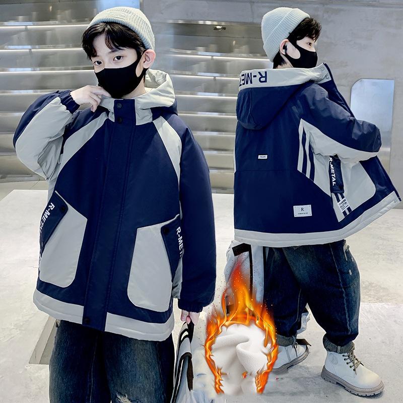 

Куртки-ветровки для мальчиков на осень и зиму крутые и красивые, детские с капюшоном, в стиле кэжуал, хулиганские, красивые, трендовая повседневная одежда для мальчиков 130 синий