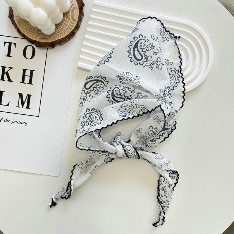 2025 Flower Neck Scarf Shawl Summer Triangle Hair Head Wrap Headband Handkerchief Hair Ties Bandanas Hair Ribbon For Women