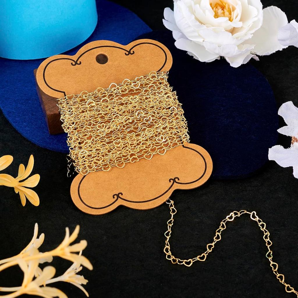Craftdady 5M 14K Gold Filled Heart Link Chains 5x3.5mm Soldered Brass Bracelet Necklace Designer Chains Simple Chain Gold Chain Necklace Collection