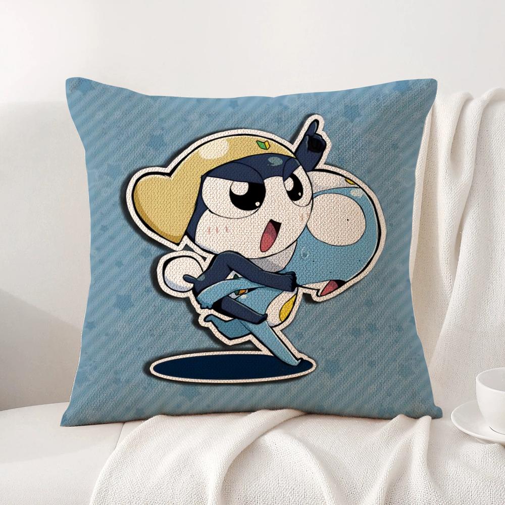 K-Keroro G-Gunsou Frog Cushion Cover Summer Coolness Linen Fabric Double-Sided Printing Pillow Case Sofa Home Decor Gift
