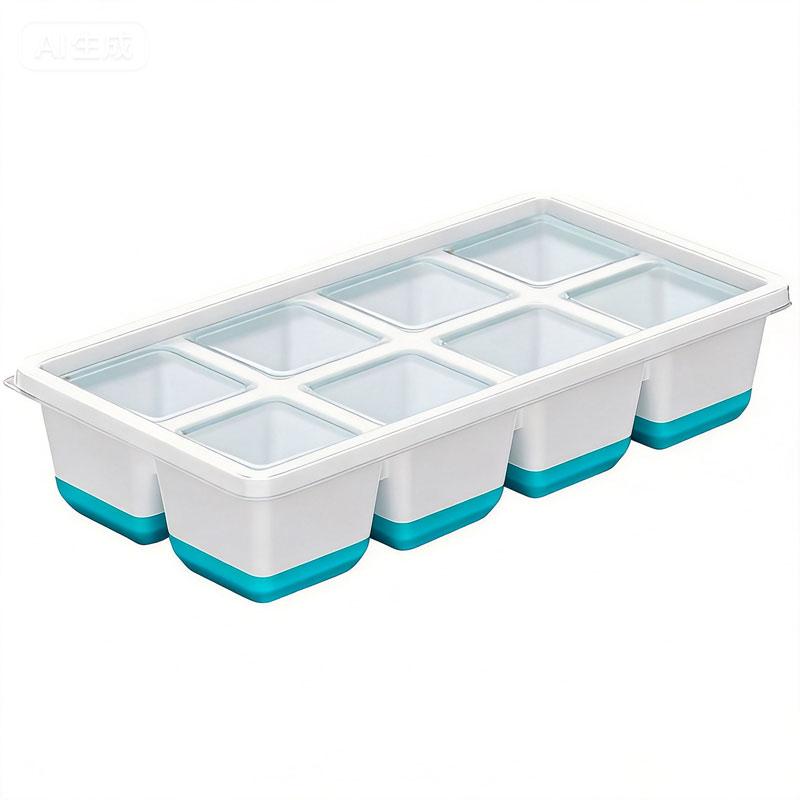 8 Grid Large Ice Tray Silicone Mold Easy-to-release Flexible Ice Cube Mold and Lid Square Mold DIY Ice Machine Ice Cube Tray